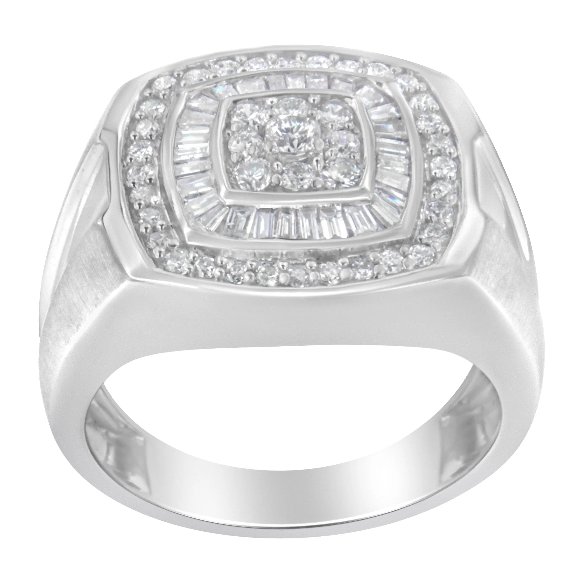14K White Gold Men's 1 CTTW Diamond Band Ring - Image 2