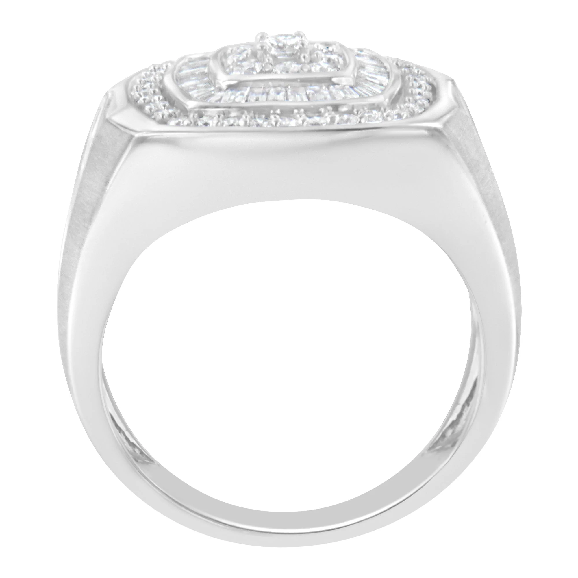 14K White Gold Men's 1 CTTW Diamond Band Ring - Image 3