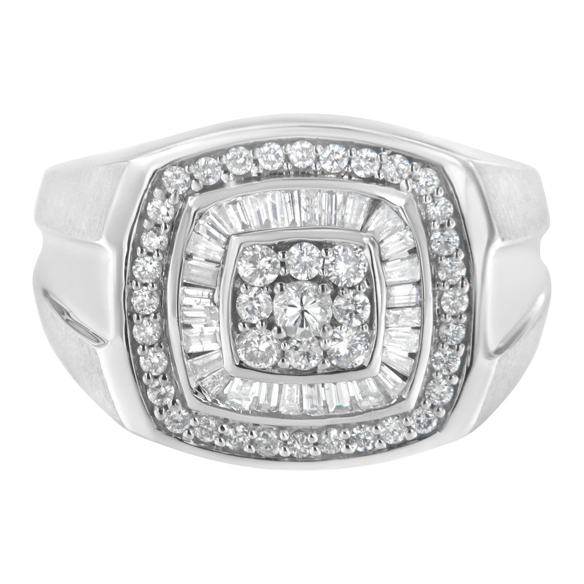 14K White Gold Men's 1 CTTW Diamond Band Ring - Image 4