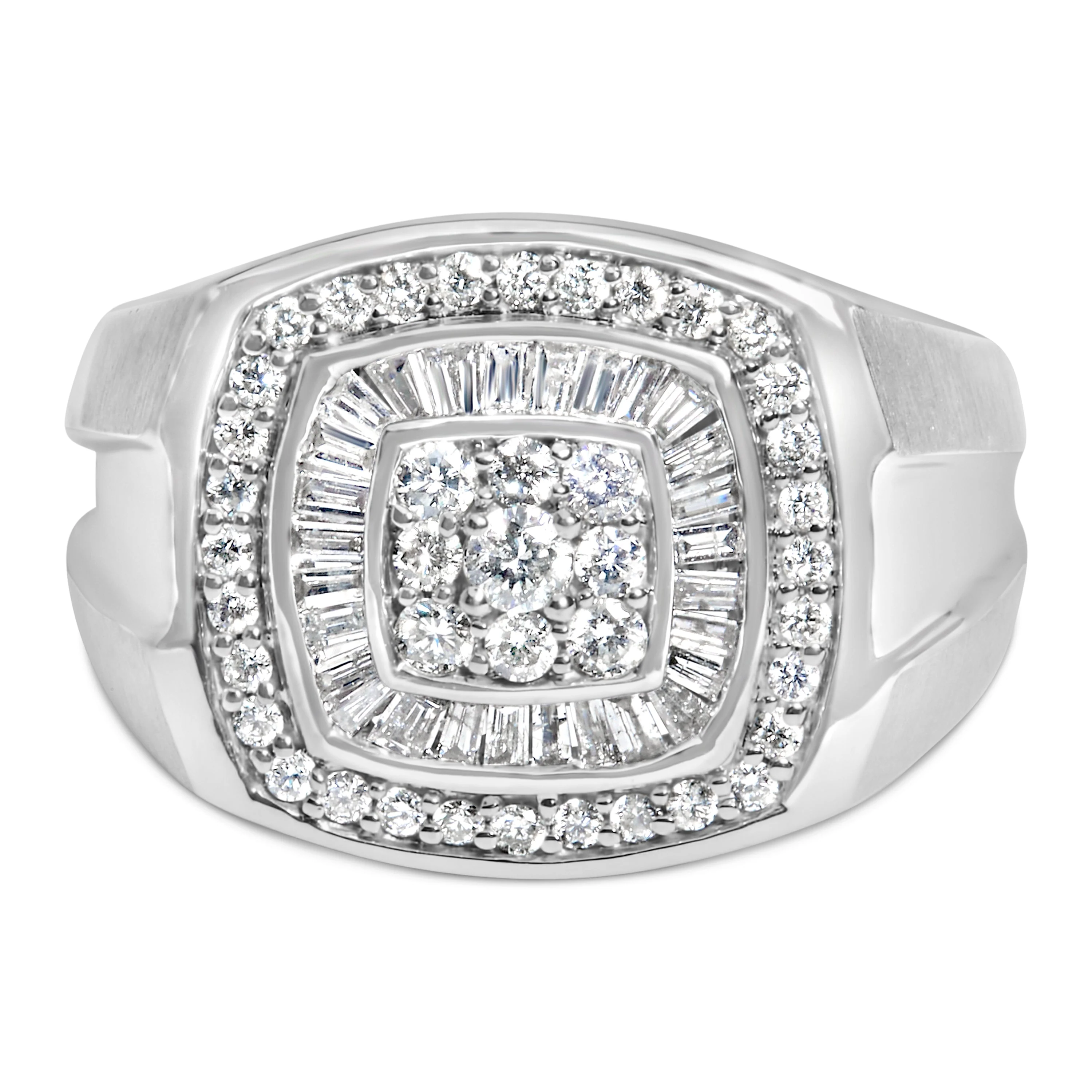 14K White Gold Men's 1 CTTW Diamond Band Ring - Image 6