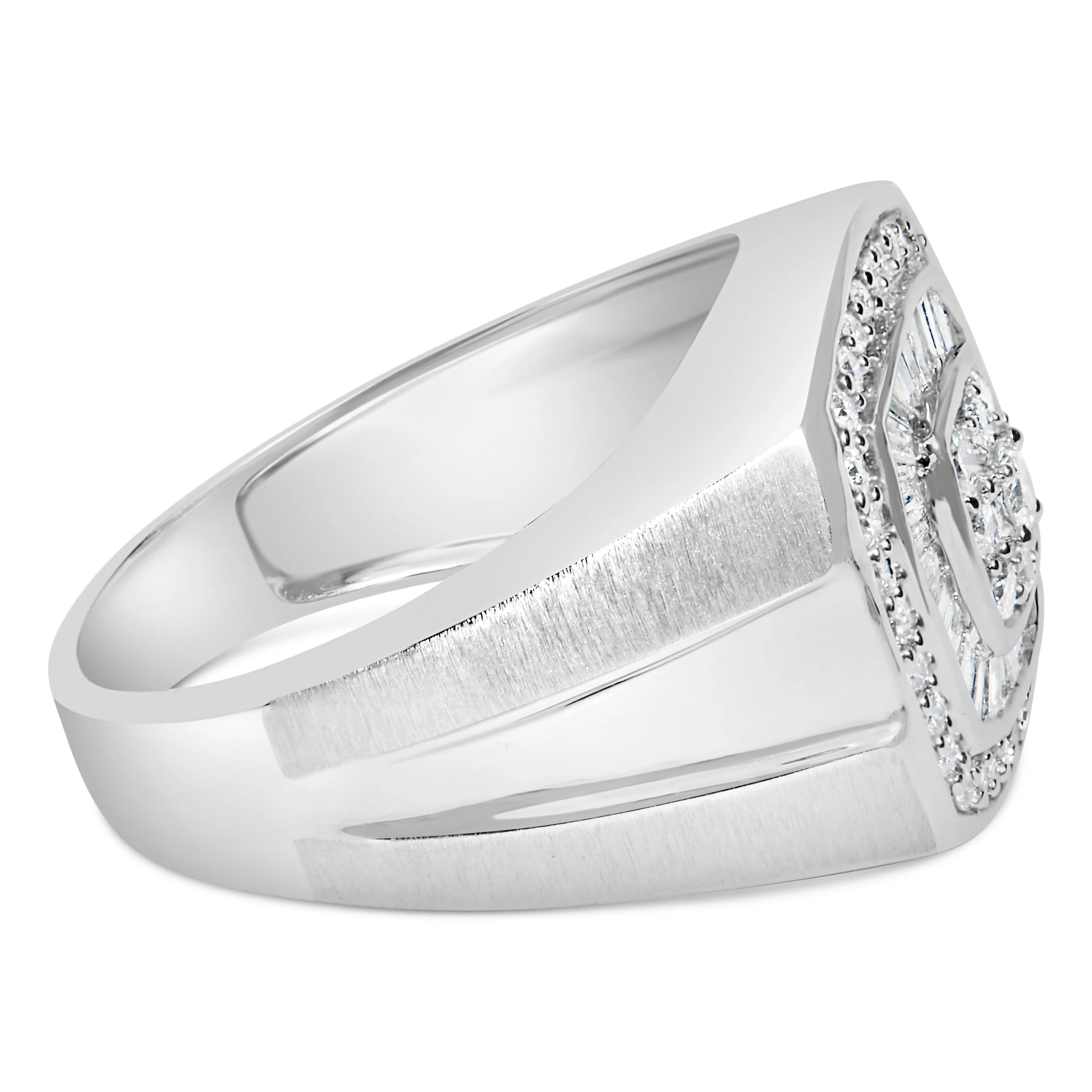 14K White Gold Men's 1 CTTW Diamond Band Ring - Image 7