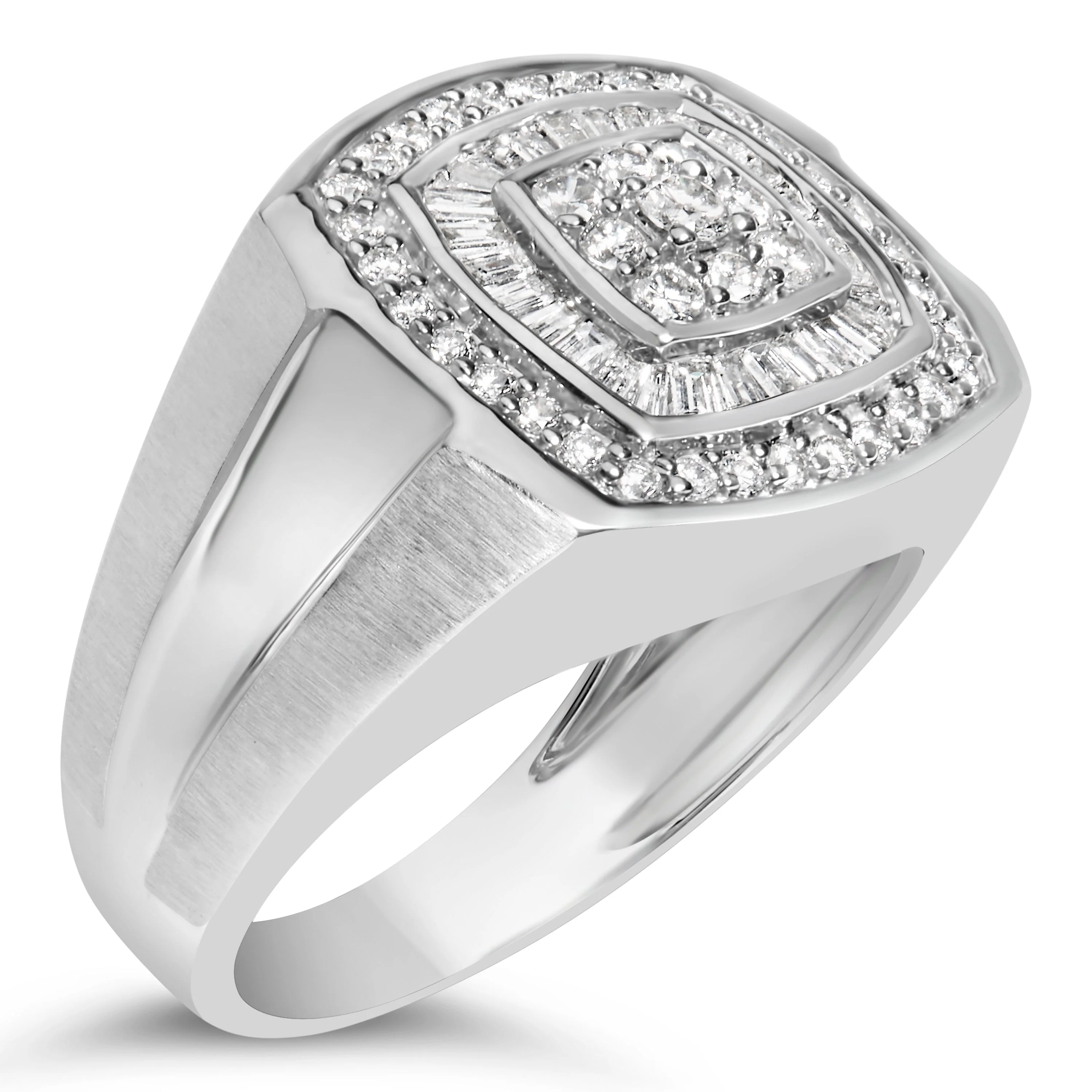 14K White Gold Men's 1 CTTW Diamond Band Ring - Image 8