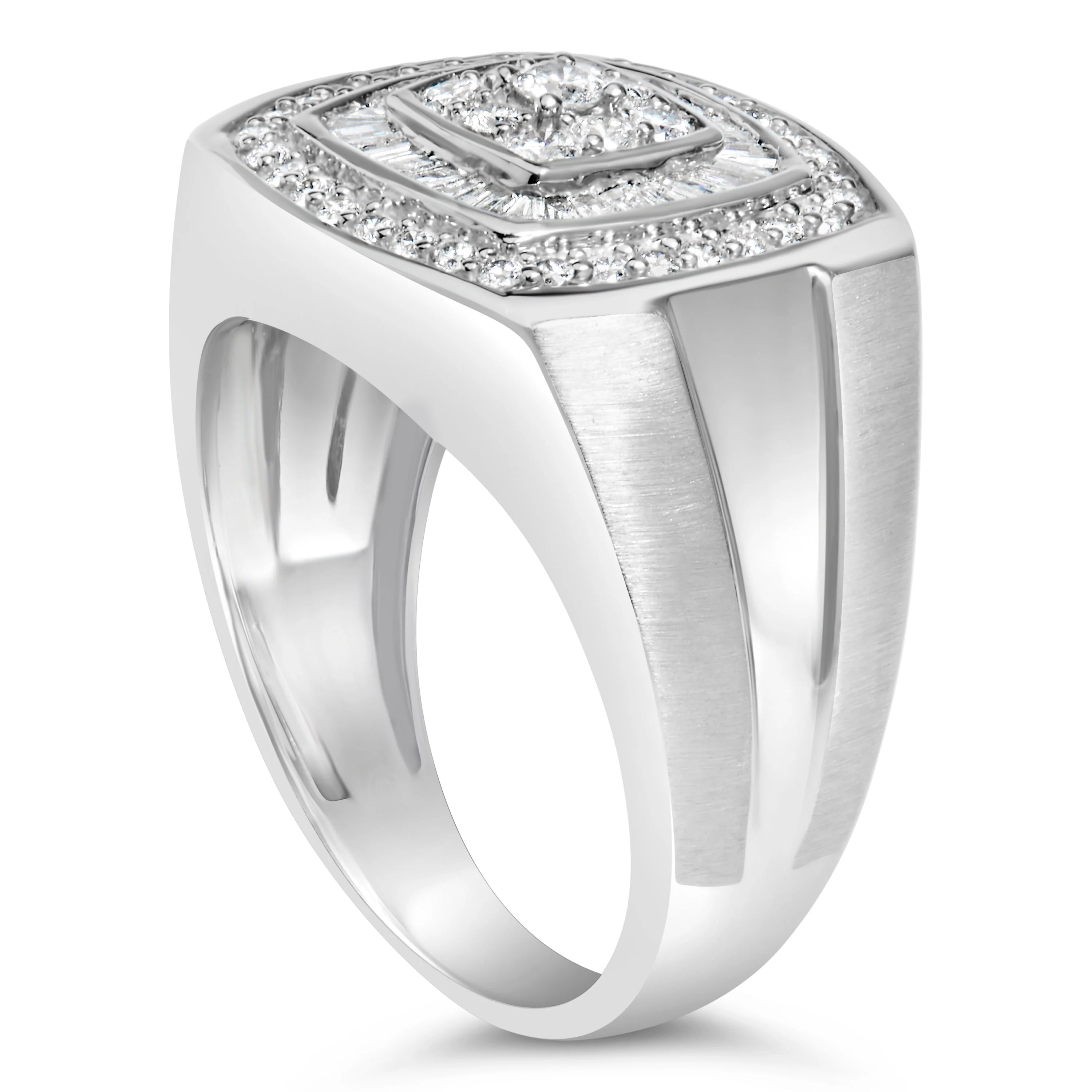 14K White Gold Men's 1 CTTW Diamond Band Ring - Image 9