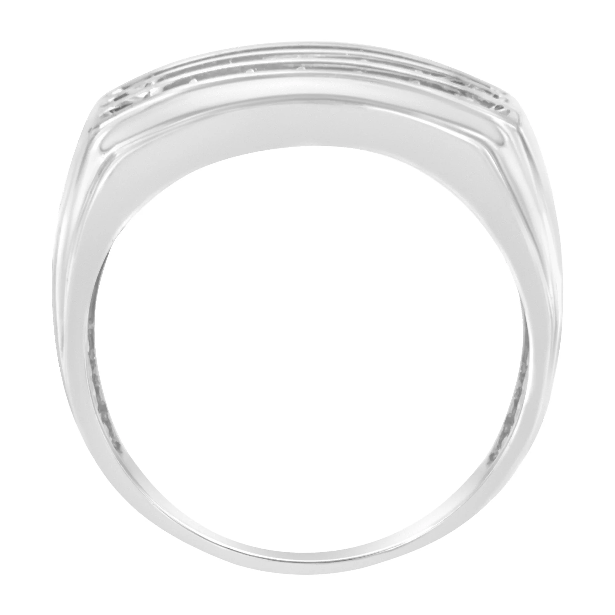 14K White Gold Men's Diamond Channel Set Band Ring (1 cttw, H-I Color, SI2-I1 Clarity) - Image 6
