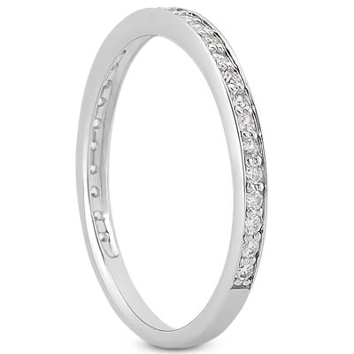 14k White Gold Micro-pave Diamond Wedding Ring Band Set 3/4 Around - Image 4