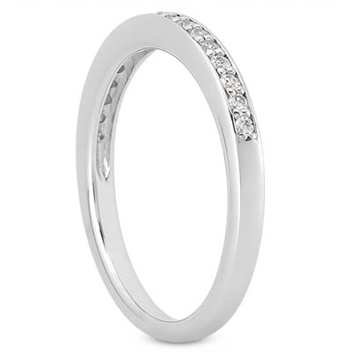 14k White Gold Micro-pave Flat Sided Diamond Wedding Ring Band - Image 4