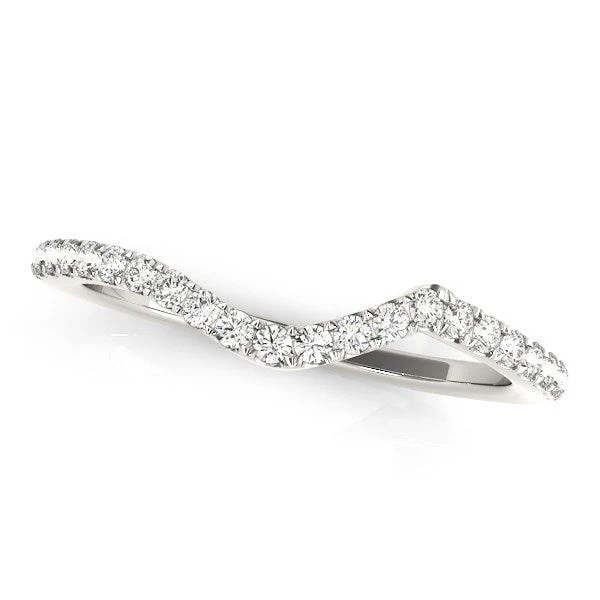 14k White Gold Modern Curved Diamond Wedding Band (1/6 cttw) - Image 2
