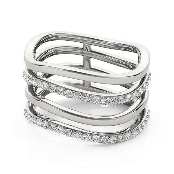 14k White Gold Multiple Band Design Ring with Diamonds (3/8 cttw) - Image 2
