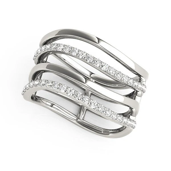 14k White Gold Multiple Band Design Ring with Diamonds (3/8 cttw) - Image 5