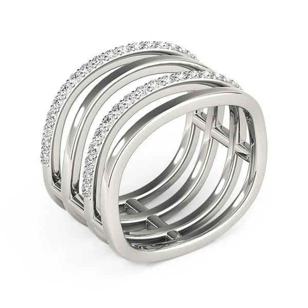 14k White Gold Multiple Band Design Ring with Diamonds (3/8 cttw) - Image 7
