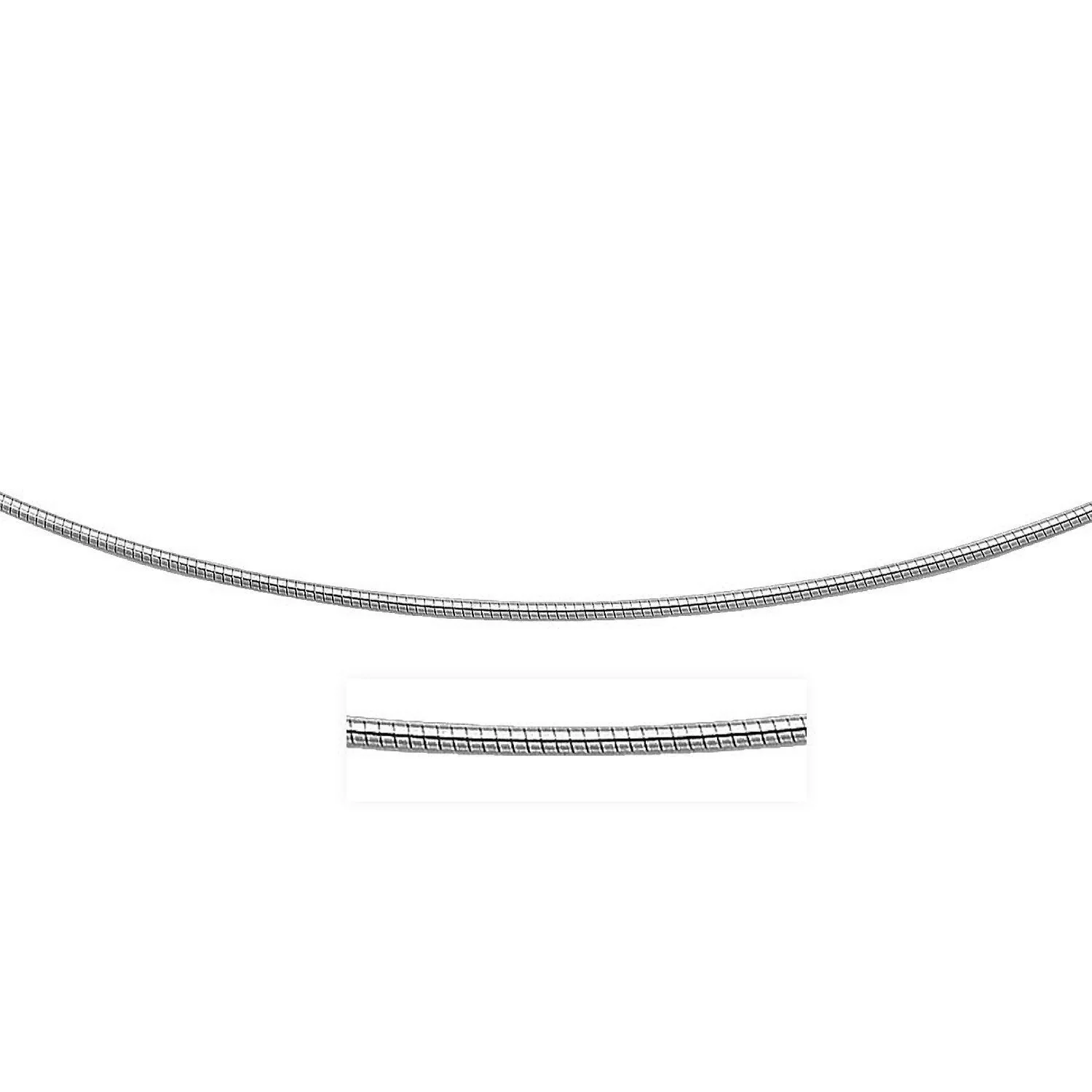 14k White Gold Necklace in a Round Omega Chain Style - Image 4