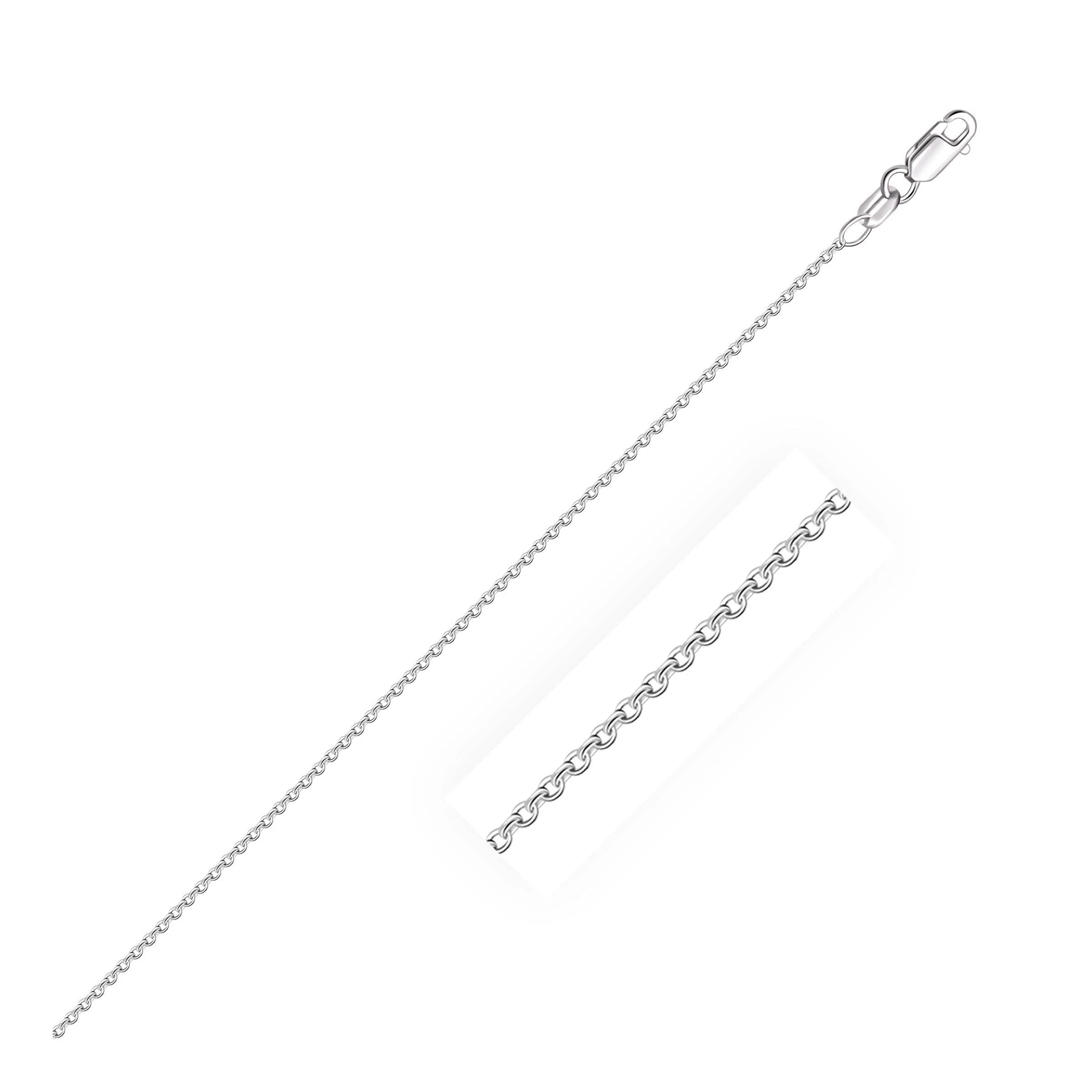 14k White Gold Oval Cable Link Chain 0.97mm - Image 7