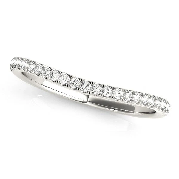 14k White Gold Pave Setting Style Curved Wedding Band (1/10 cttw) - Image 2