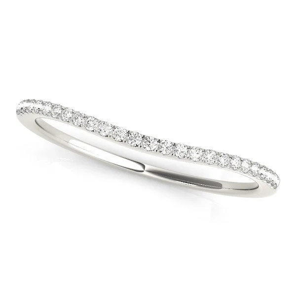 14k White Gold Pave Style Setting Curved Diamond Wedding Band (1/10 cttw) - Image 2