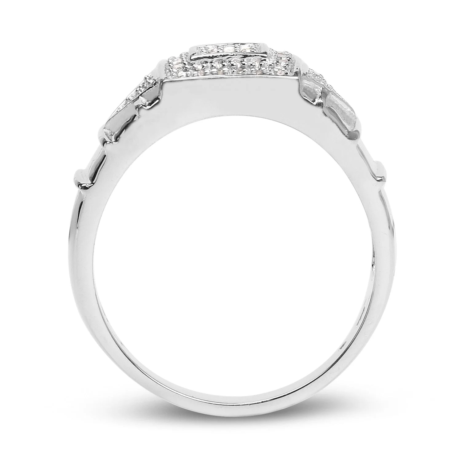 14K White Gold Plated 0.21 Carat Genuine White Diamond .925 Sterling Silver Ring - Image 2