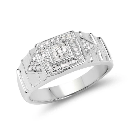 14K White Gold Plated 0.21 Carat Genuine White Diamond .925 Sterling Silver Ring - Image 4