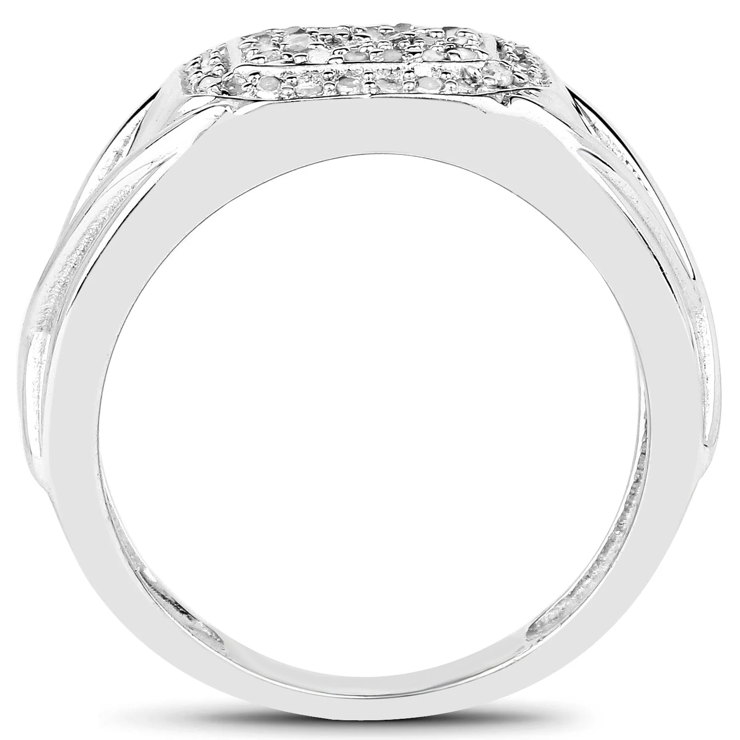 14K White Gold Plated 0.24 Carat Genuine White Diamond .925 Sterling Silver Ring - Image 2