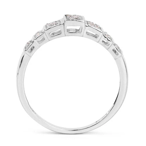 14K White Gold Plated 0.26 Carat Genuine White Diamond .925 Sterling Silver Ring - Image 5