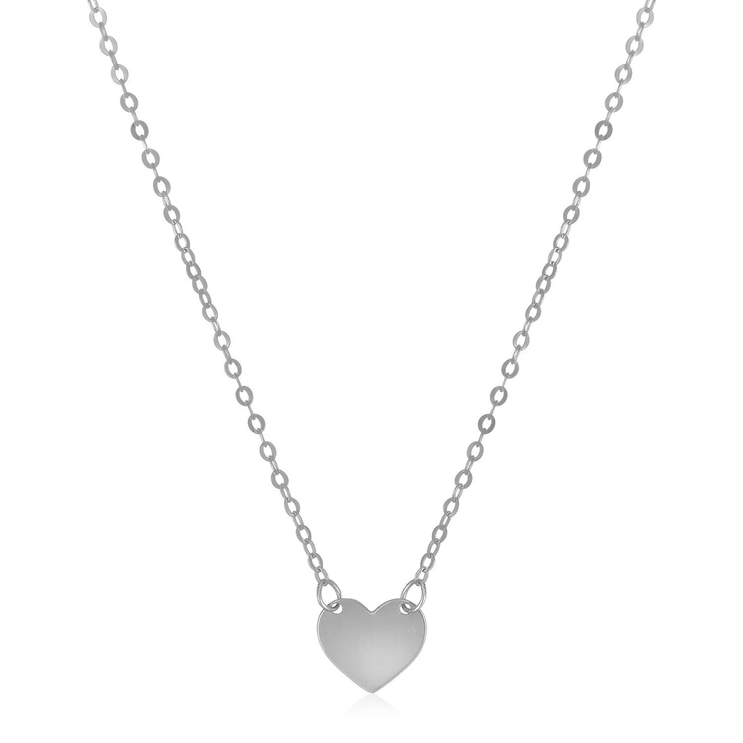 14k White Gold Polished Mini Heart Necklace - Image 4