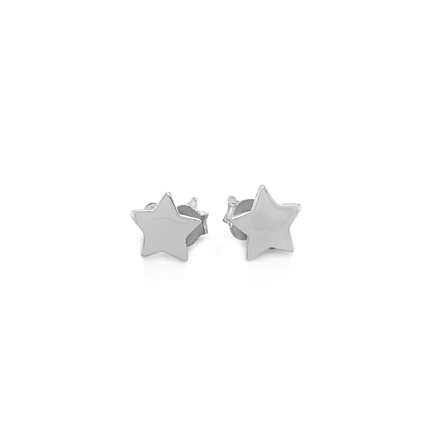 14k White Gold Post Earrings with Stars - Image 2