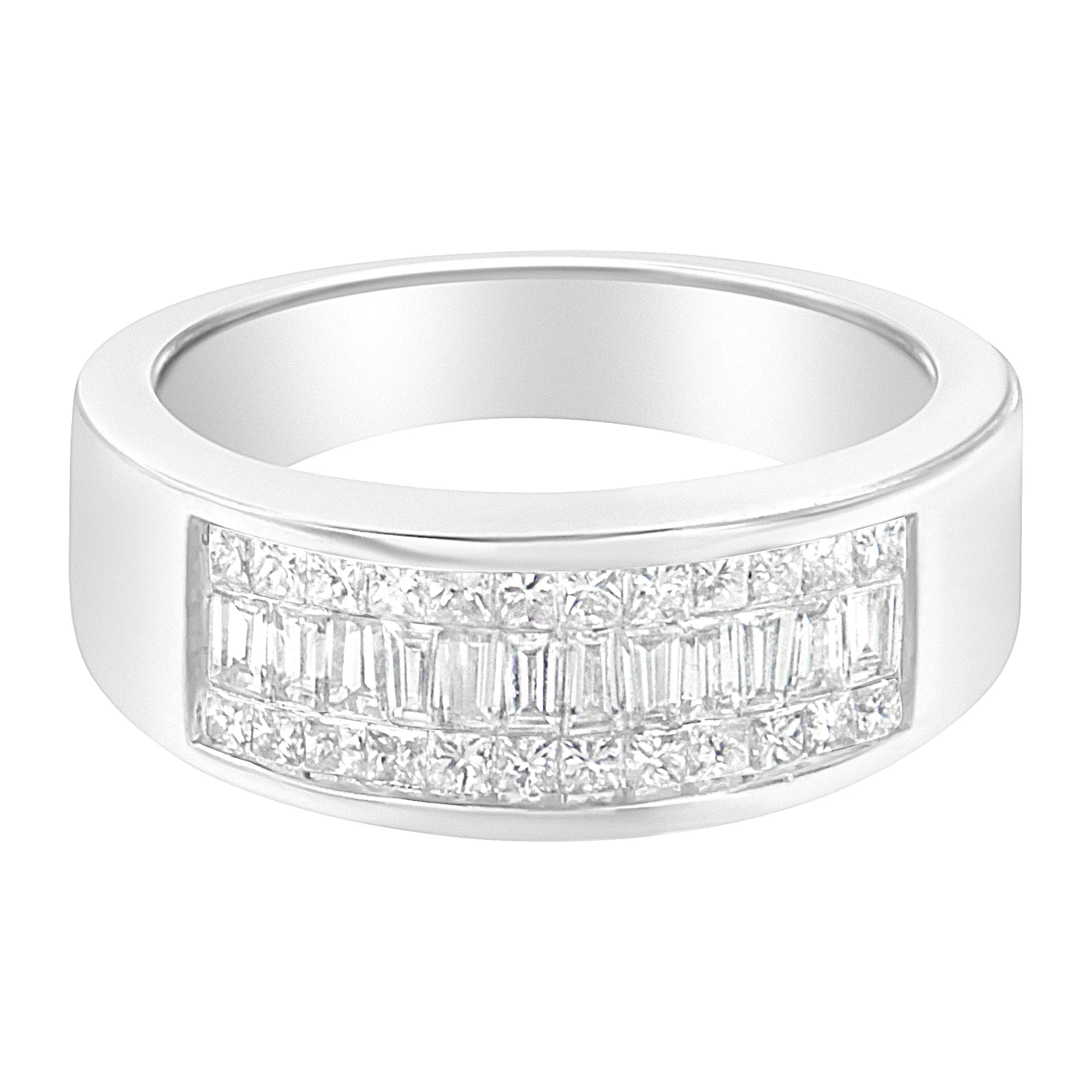 14K White Gold Princess and Baguette-cut Diamond Ring (1.0 Cttw, H-I Color, VS2-SI1 Clarity) - Size 6 - Image 5
