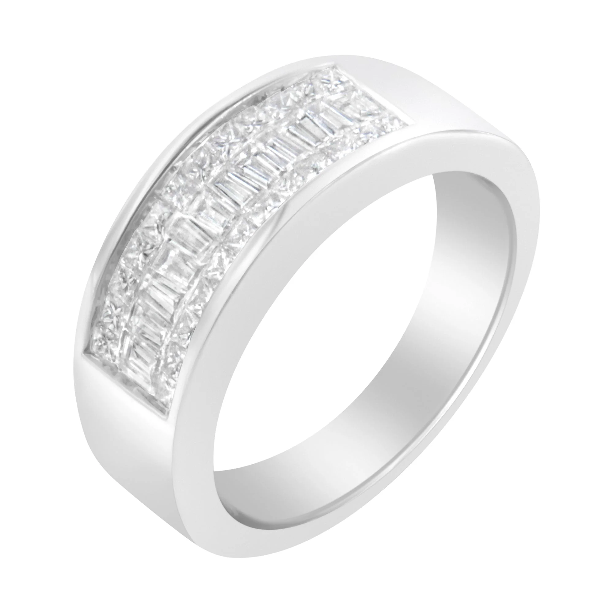 14K White Gold Princess and Baguette-cut Diamond Ring (1.0 Cttw, H-I Color, VS2-SI1 Clarity) - Size 6 - Image 6