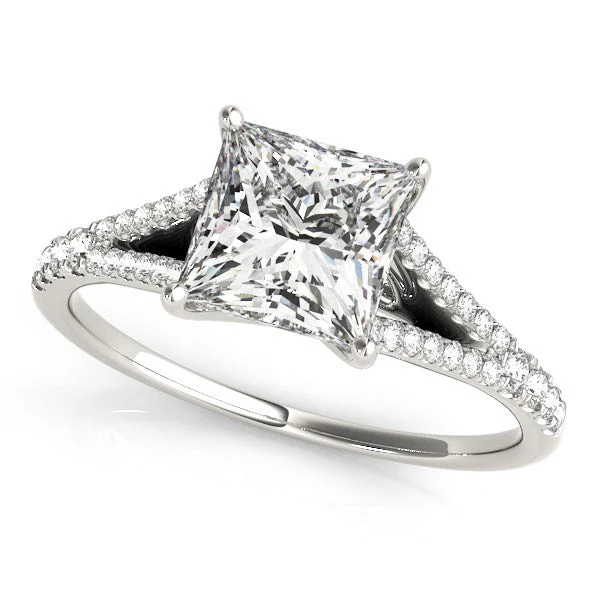 14k White Gold Princess Cut Split Shank Diamond Engagement Ring (1 1/8 cttw) - Image 3