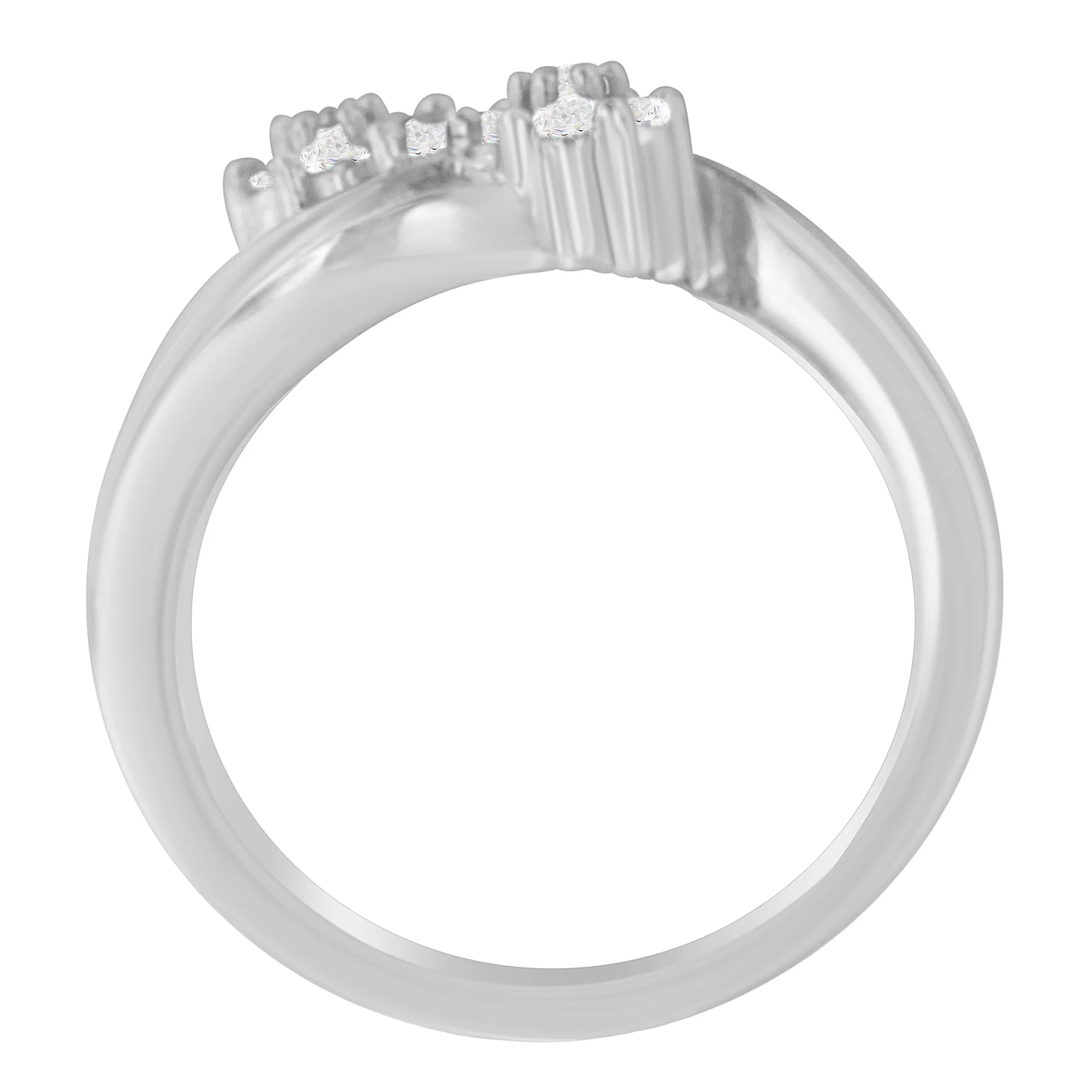 14K White Gold Round and Baguette Diamond Bypass Ring (1/2 cttw, H-I Color, I1-I2 Clarity) - Ring Size 6 - Image 5