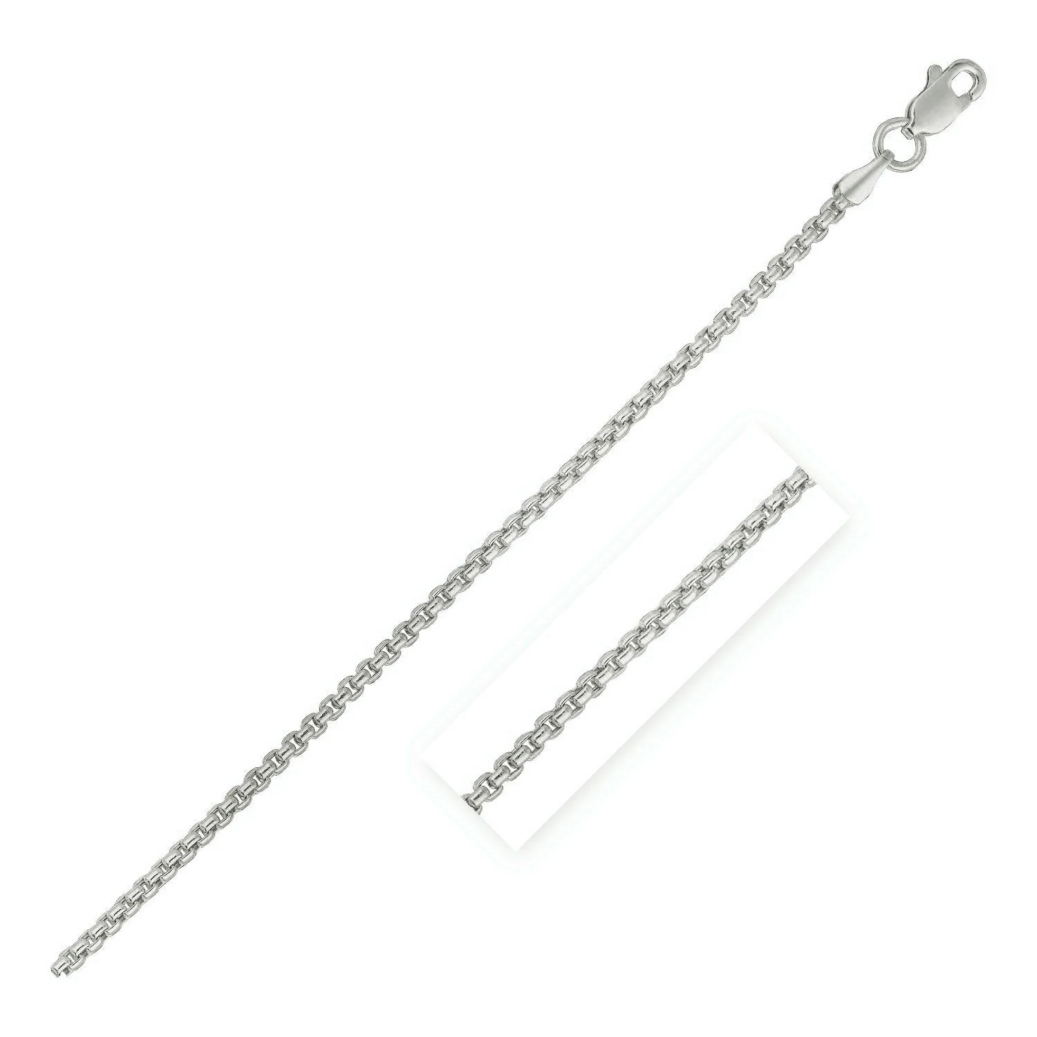 14k White Gold Round Box Chain 1.35 mm - Image 5