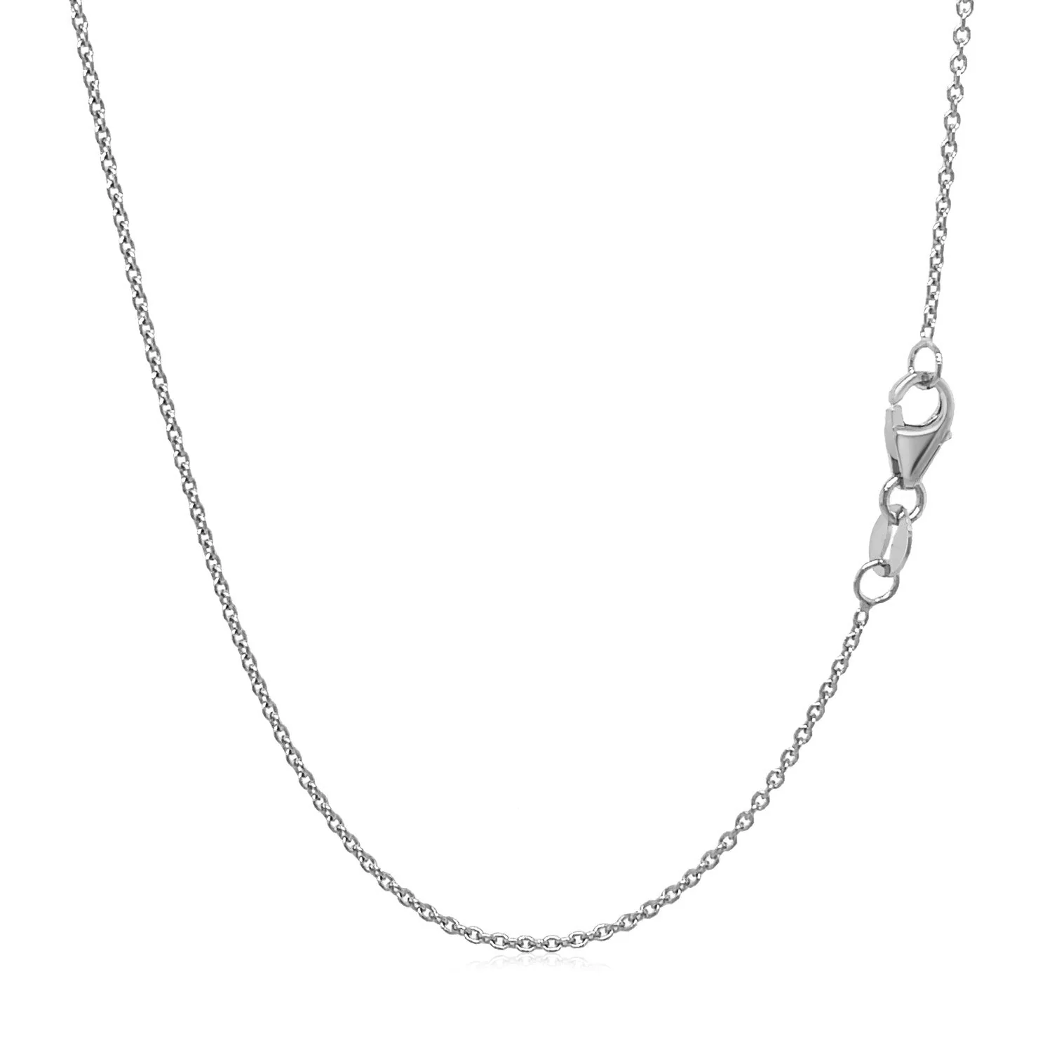 14k White Gold Round Cable Link Chain 1.1mm - Image 8