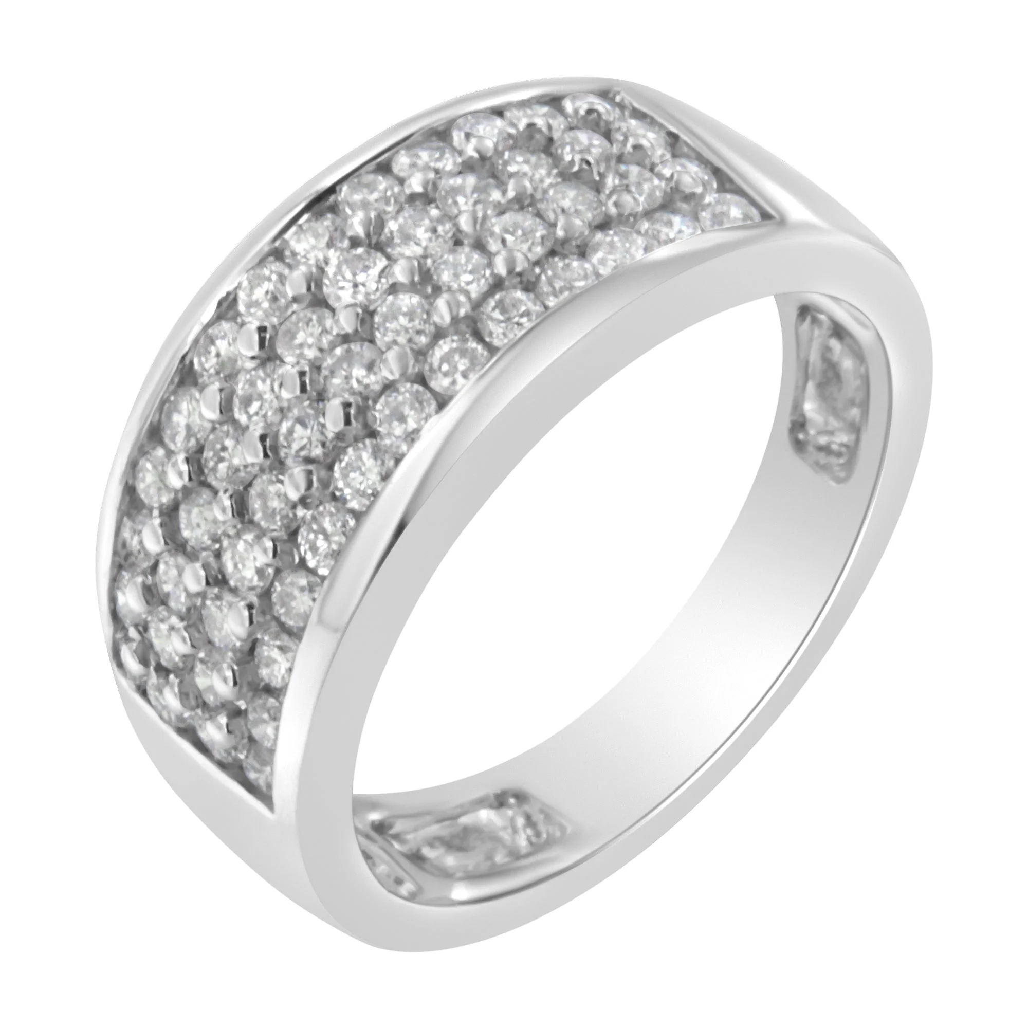 14K White Gold Round Cut Diamond Ring (1.0 Cttw, H-I Color, SI2-I1 Clarity) - Size 6-1/2 - Image 2