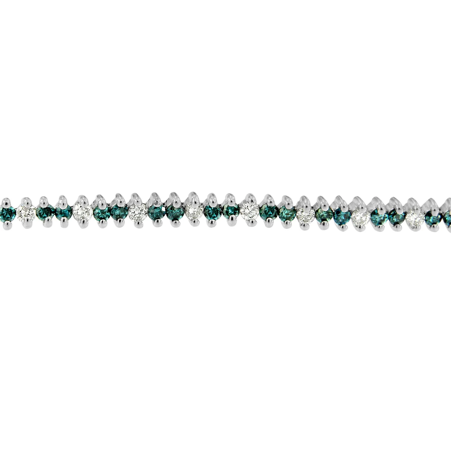 14K White Gold Round-Cut white and Blue Diamond Fashion Bracelet (3.70 cttw, H-I Color, SI1-SI2 Clarity) - Image 2