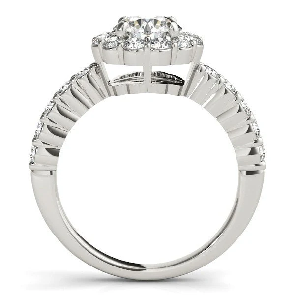 14k White Gold Round Floral Motif Diamond Engagement Ring (1 5/8 cttw) - Image 2