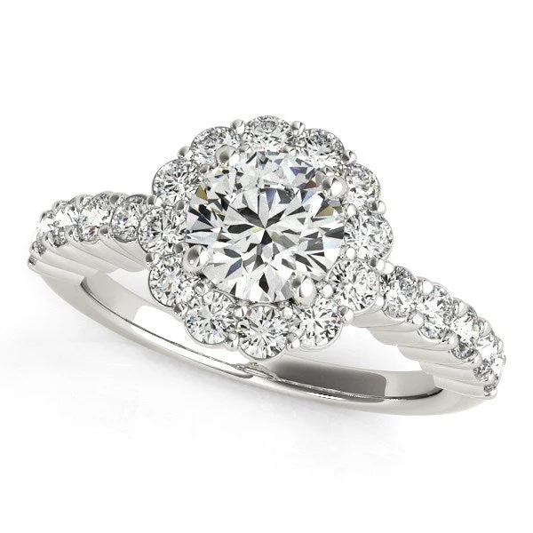 14k White Gold Round Floral Motif Diamond Engagement Ring (1 5/8 cttw) - Image 3