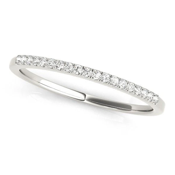 14k White Gold Round Thin Diamond Wedding Band (1/4 cttw) - Image 2