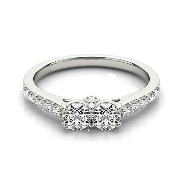 14k White Gold Round Two Stone Diamond Ring (3/4 cttw) - Image 3