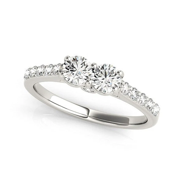 14k White Gold Round Two Stone Diamond Ring (3/4 cttw) - Image 4