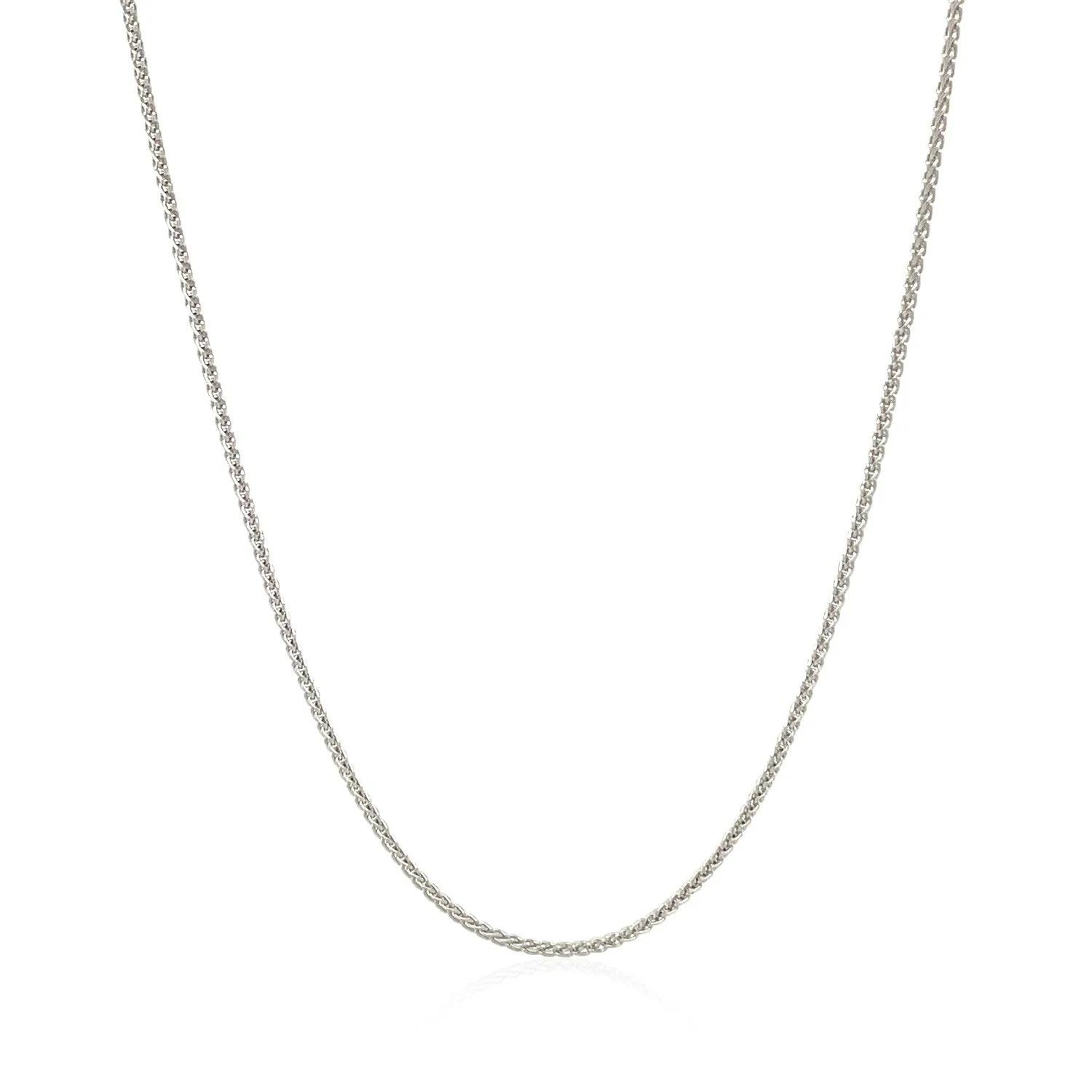 14k White Gold Round Wheat Chain 1.0mm - Image 2