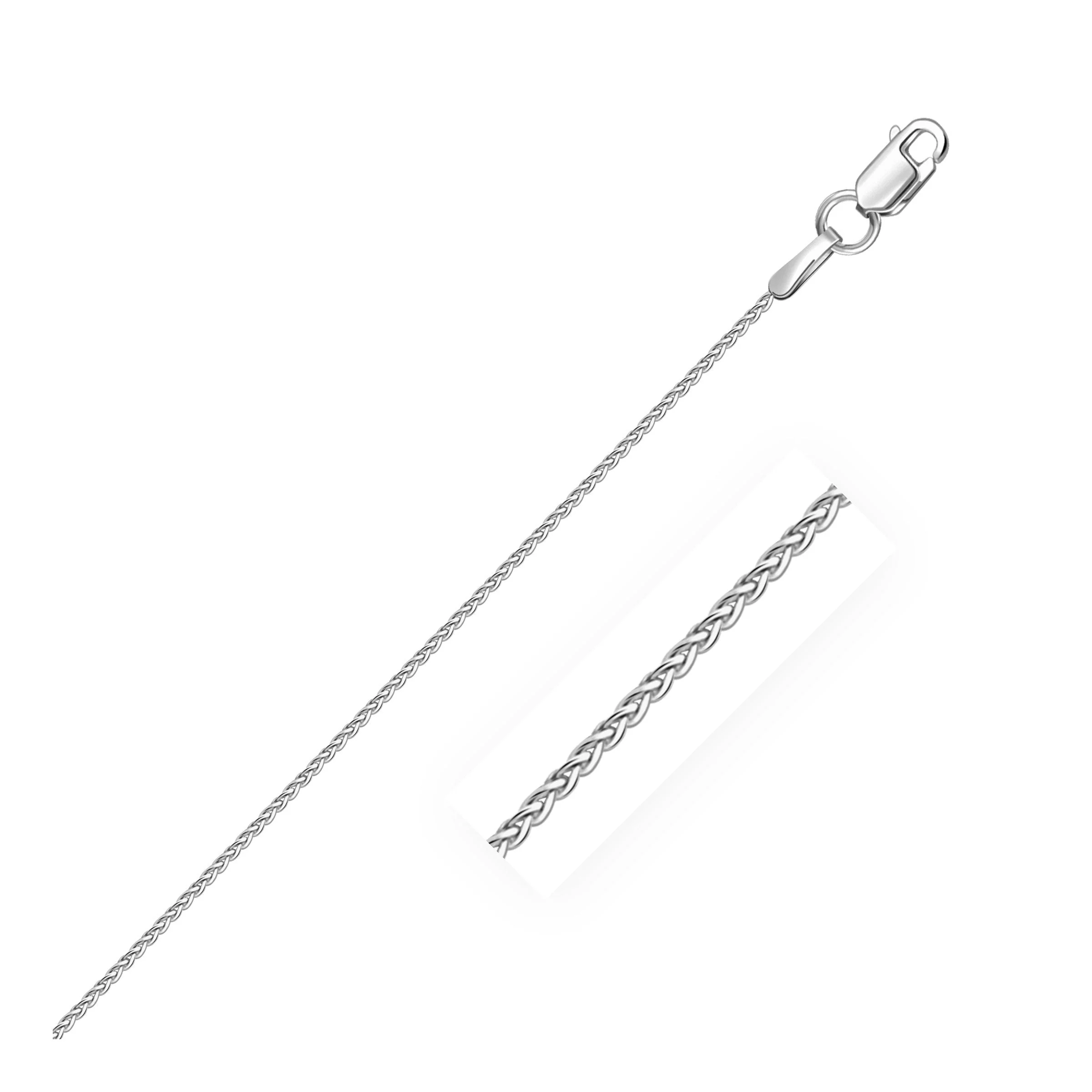 14k White Gold Round Wheat Chain 1.0mm - Image 5