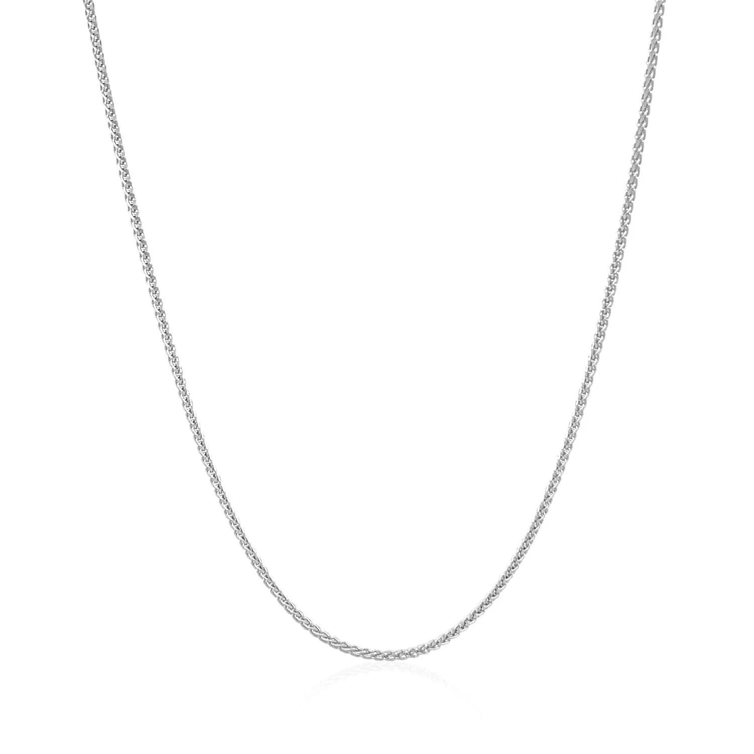 14k White Gold Round Wheat Chain 1.0mm - Image 7
