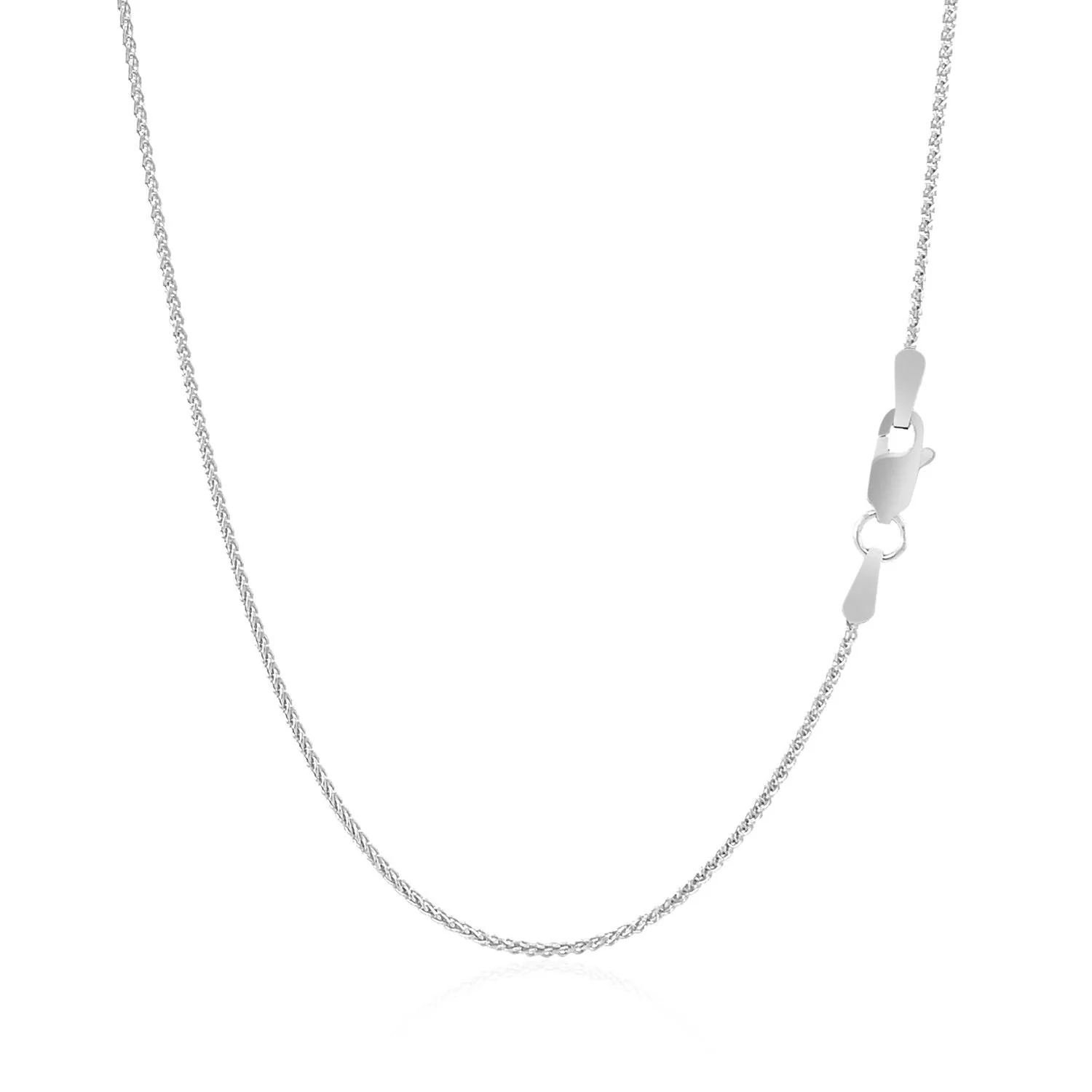 14k White Gold Round Wheat Chain 1.0mm - Image 8