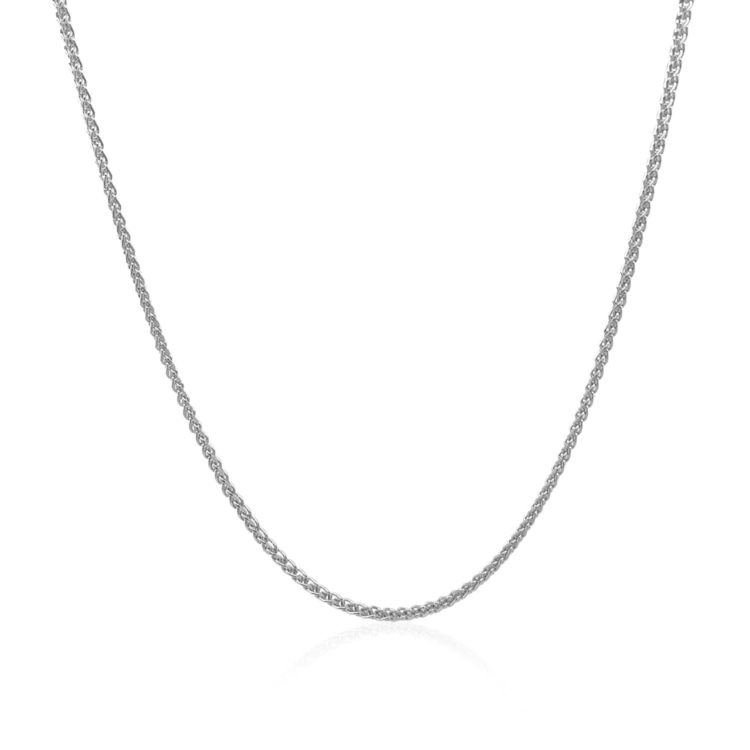 14k White Gold Round Wheat Chain 1.2mm - Image 7
