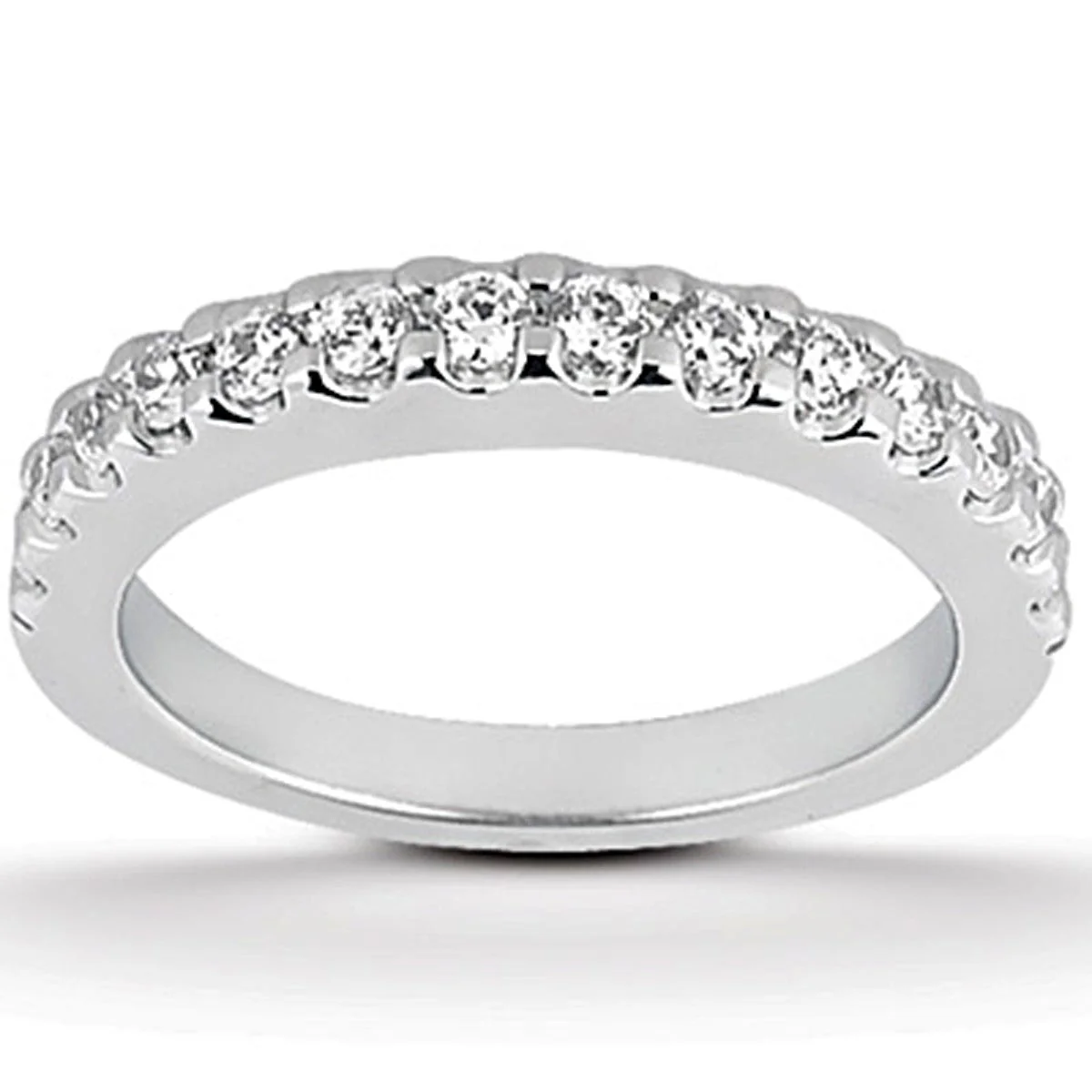 14k White Gold Shared Prong Diamond Wedding Ring Band - Image 3