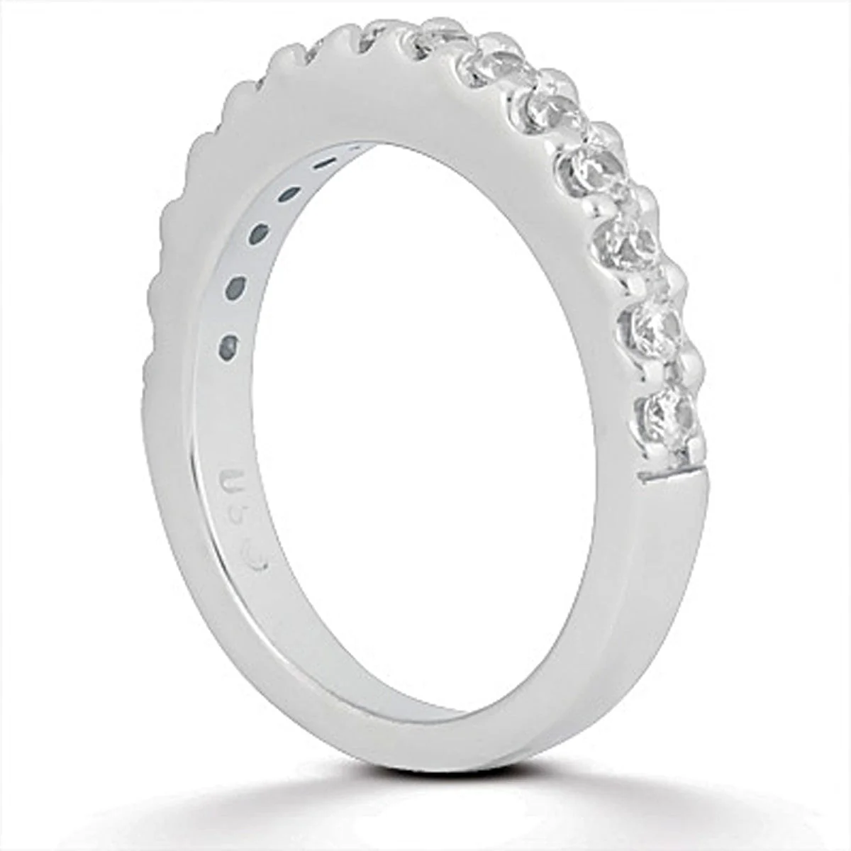 14k White Gold Shared Prong Diamond Wedding Ring Band - Image 4