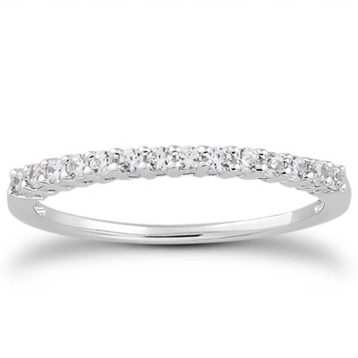 14k White Gold Shared Prong Diamond Wedding Ring Band with Airline Gallery - Image 3