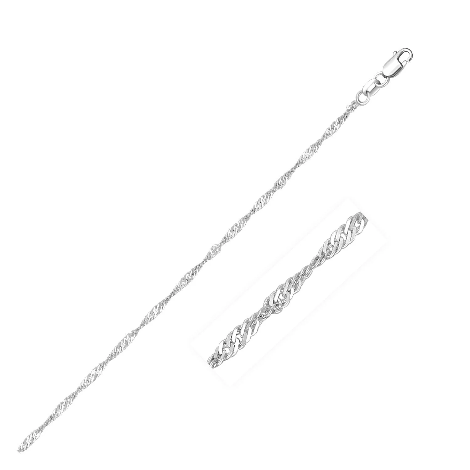 14k White Gold Singapore Chain 1.5mm - Image 5