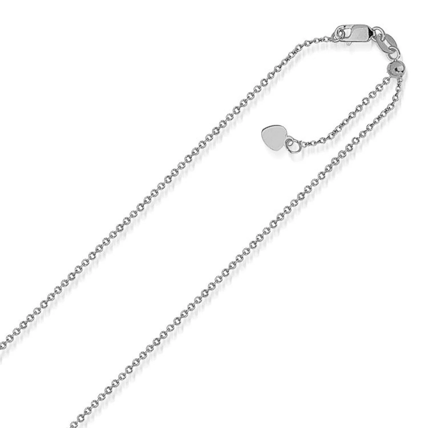 14k White Gold Singapore Style Adjustable Chain (1.1 mm) - Image 3