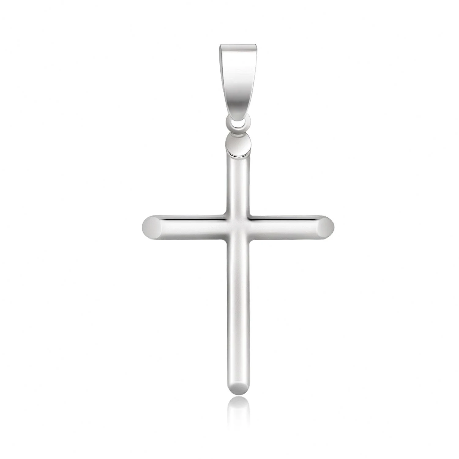 14k White Gold Slim Cross with Tapered Ends Pendant - Image 2