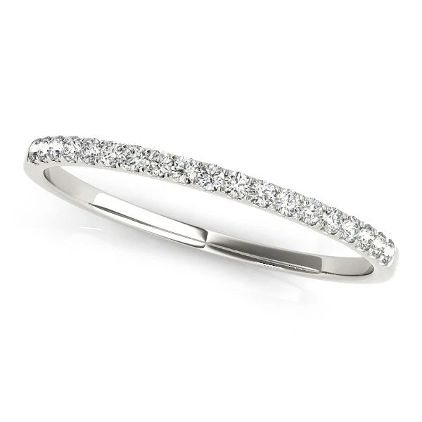 14k White Gold Slim Pave Set Diamond Wedding Band (1/8 cttw) - Image 2