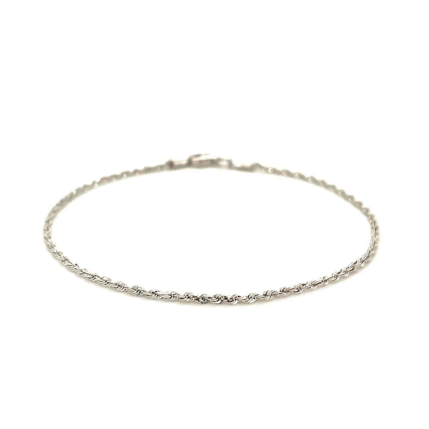 14k White Gold Solid Diamond Cut Rope Bracelet 1.5mm - Image 2